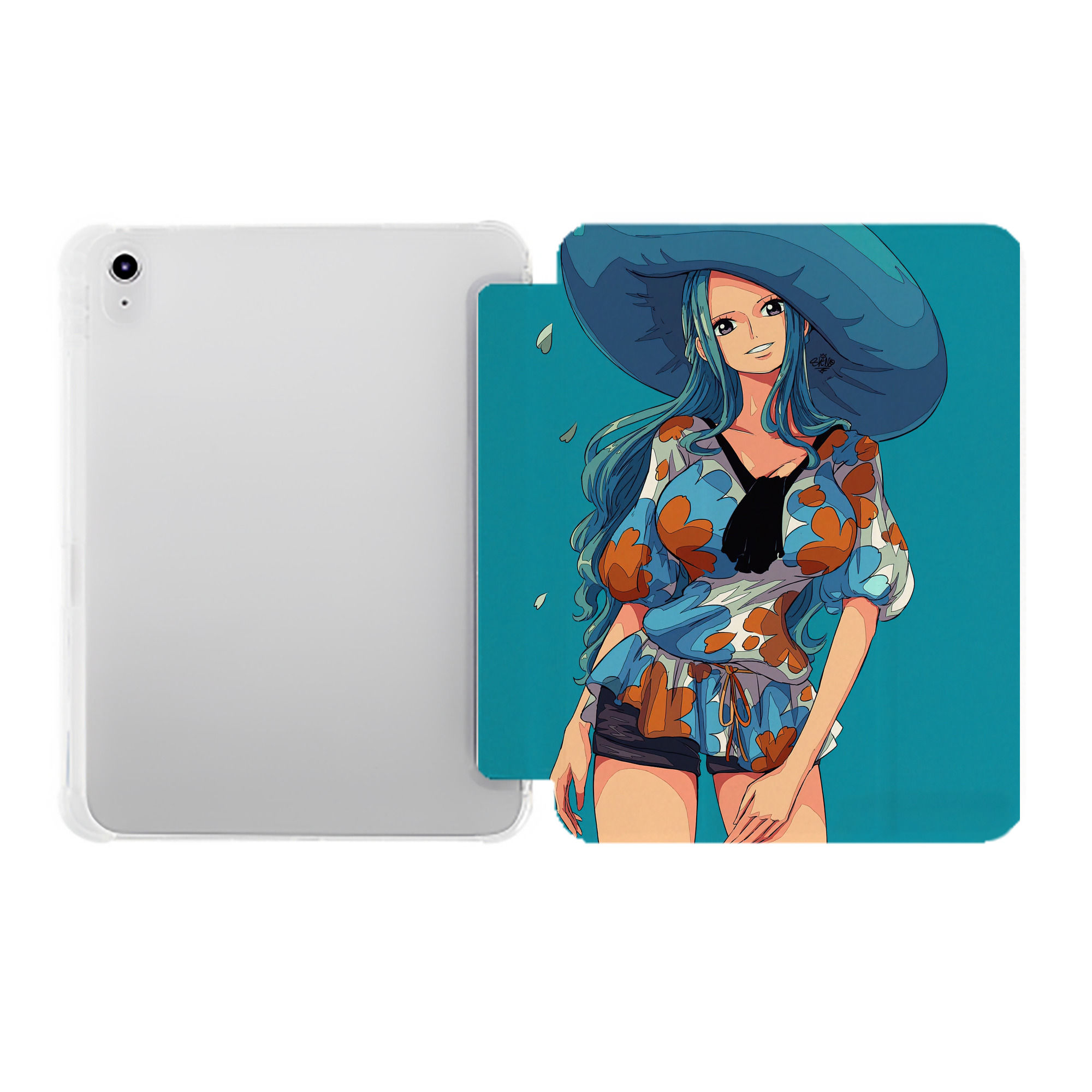 （画像用） ワンピース ONE PIECE IPad ケース ペン収納付き 三つ折りスタンド PUレザー×シリコン 対応機種9.5/10.5/10.9インチ